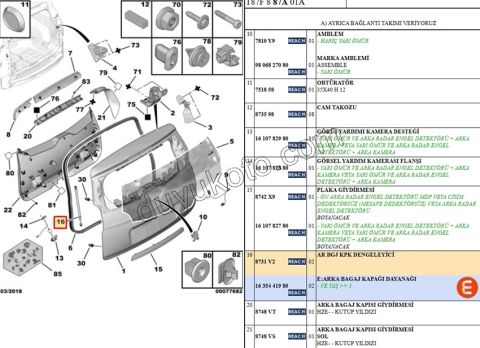 Bagaj Kapak Amortisörü P50081