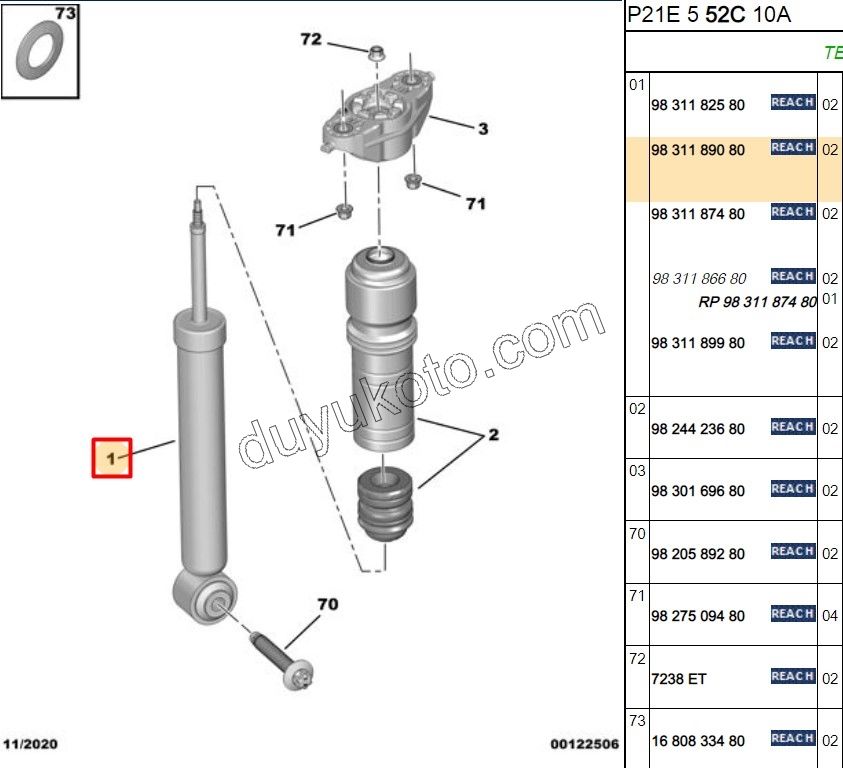 Arka Amortisör Sağ/Sol P2082 EB2
