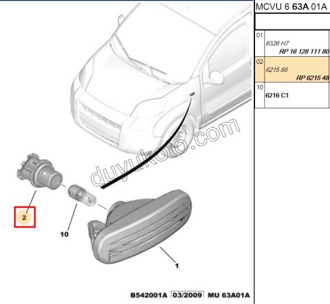 Peugeot Bipper Citroen Nemo Fiat Fiorino Çamurluk Sinyal Ampül Duyu 2008/2016