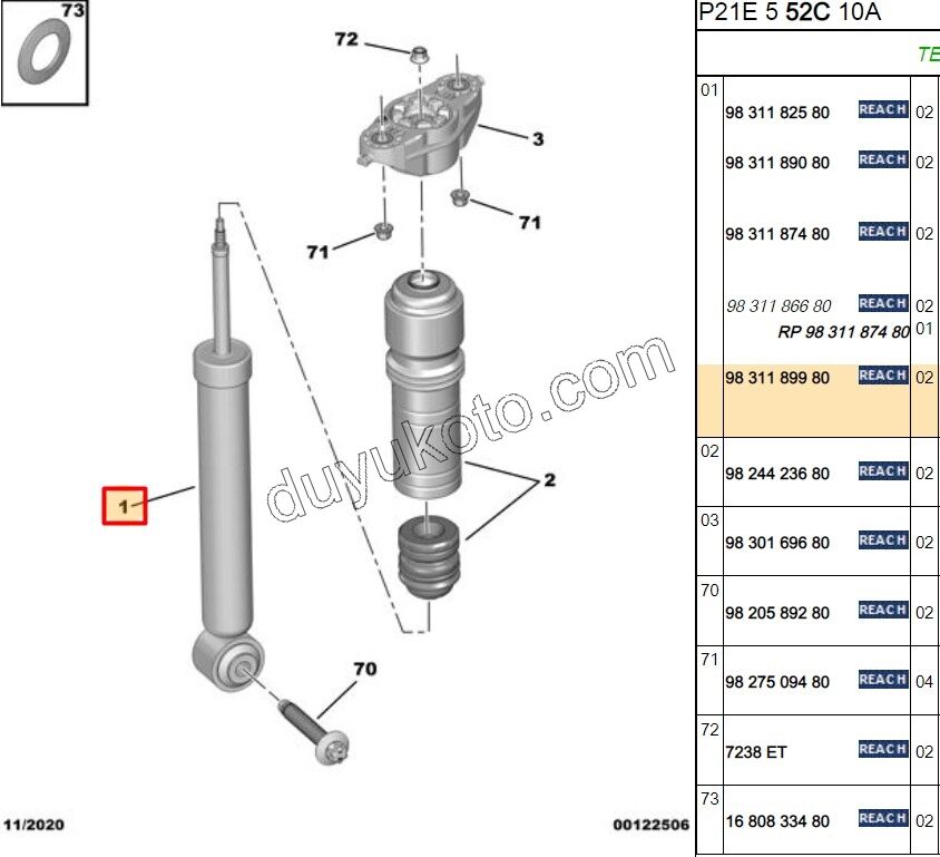 Arka Amortisör Sağ/Sol P2082 EB2