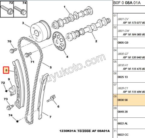 Eksantrik/Triger Zincir Kızağı P107 1.0CC 384FD