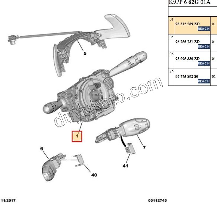 2019> Partner Rifter Berlingo Combo Doblo Proace City Far Silecek Kumanda Kolu (Sinyal Ünitesi)
