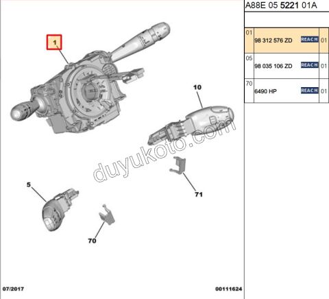 Far Silecek Kumanda Kolu (Sinyal Ünitesi) C3 AIR 1.2CC 130HP 2020 Sonrası