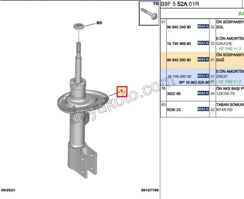 Ön Sağ Amortisör PRT3