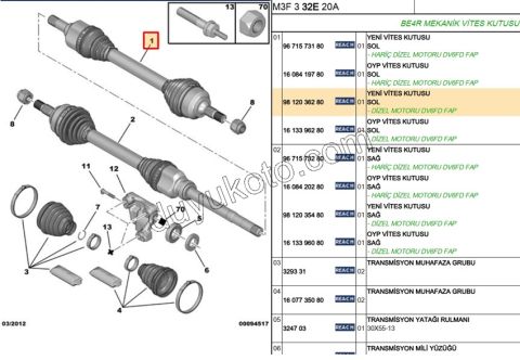 Aks Mili Sol P301 1.6HDİ Euro6 2017> 100HP BE4R