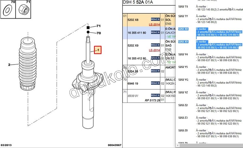 Ön Sol Amortisör P406