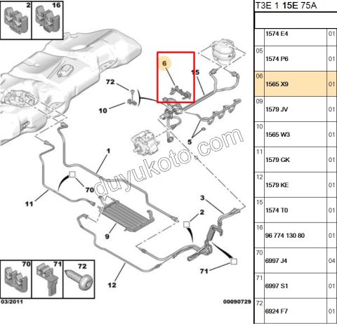 Peugeot 107 206 207 307 Mazot Elcik ve Hortumları Tutucu Ayak 1.4HDi Euro4