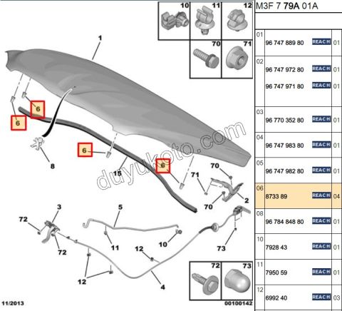 LASTIK MOTOR KAPUT AYAR P301 P308 P508 P30081
