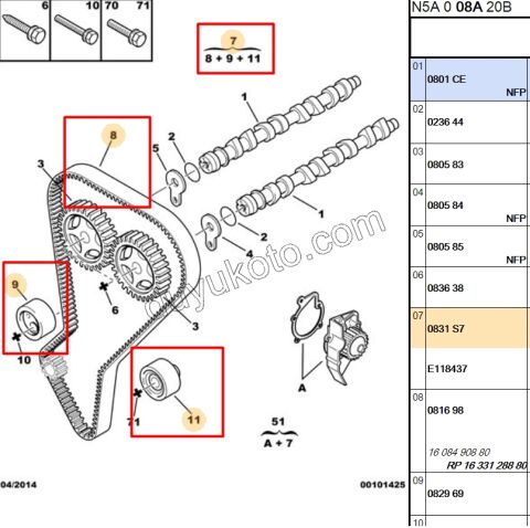 Eksantrik/Triger Kayış Seti XU7JP4 1.8 16V 136 (L3)
