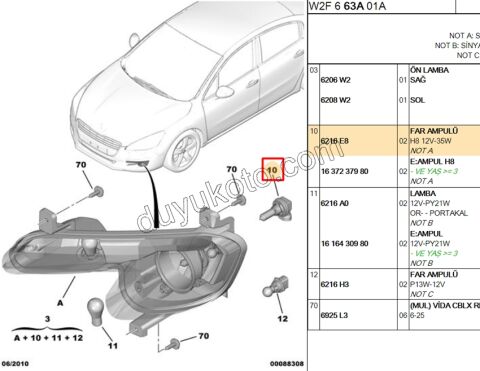 Sis Far Ampülü H8 12V 35W P3081 P508 RCZ C53