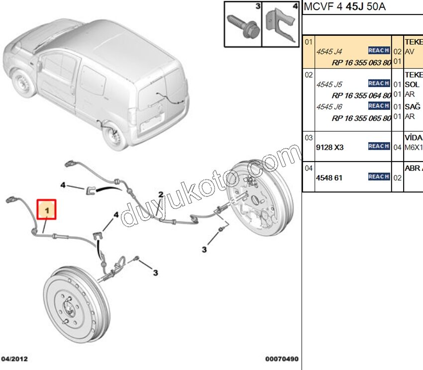 ABS Kablosu Ön Sağ/Sol PBP FRN