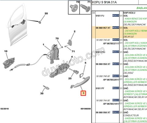 Dış Açma Kolu Sol Ön Kapı EXP4 DELIK+ SIYAH+