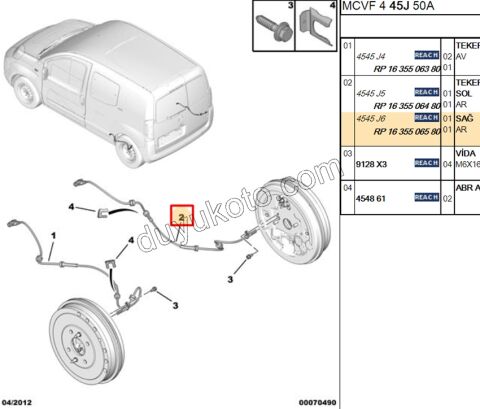 ABS Kablosu Arka Sağ PBP FRN