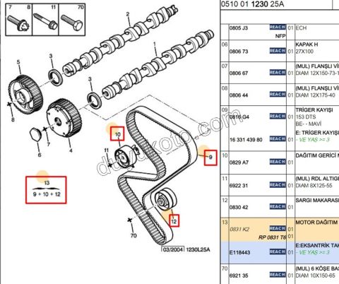 Eksantrik/Triger Kayış Seti EW10J4S P307CC