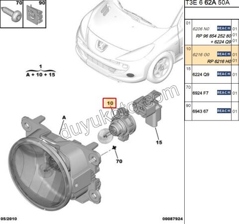 Peugeot 207 Citroen C3/C3 Picasso C4 DS3 Automobiles Sis Far Ampülü 2006/2017