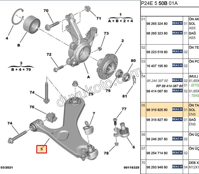 Salıncak Sol P20082 C43 DS32 1.2CC 130HP 2020 Sonrası