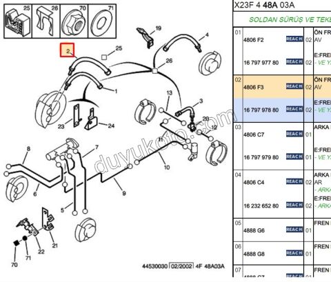 Fren Hortumu Ön Üst BXR1 DCT1