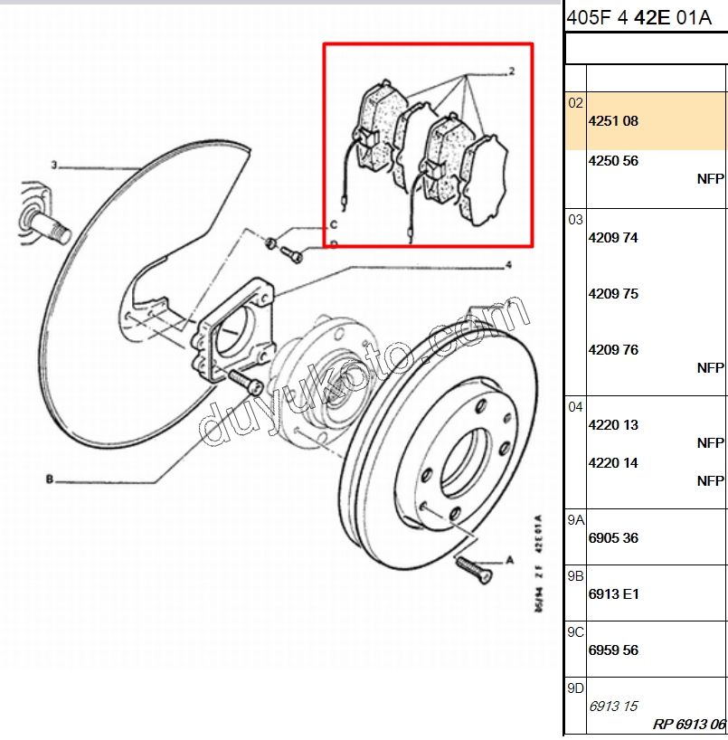 FREN BALATA ARKA DISK P405