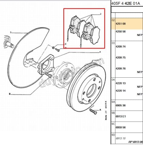 FREN BALATA ARKA DISK P405