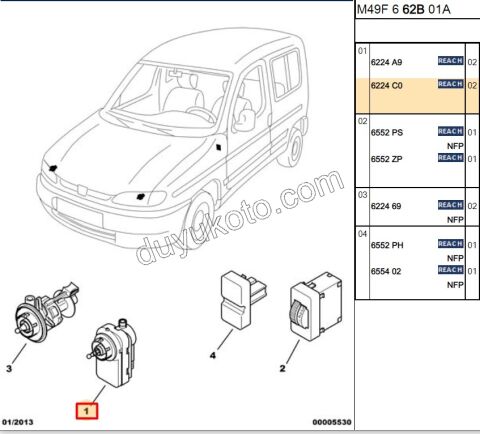 Partner / Berlingo (97/03) Far Ayar Motoru Yeni Model Soketli P206 P306 P406 XS1