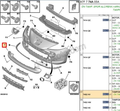 Ön Tampon Kapağı Orta P207 (SIYAH CITA)