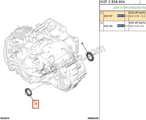 Aks Mili Sağ Keçe   1.2CC 130HP 2020 Sonrası EAT6 38,2 X 55 -13,9