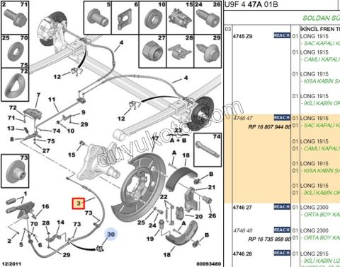 Ön El Fren Teli BXR3 DCT3
