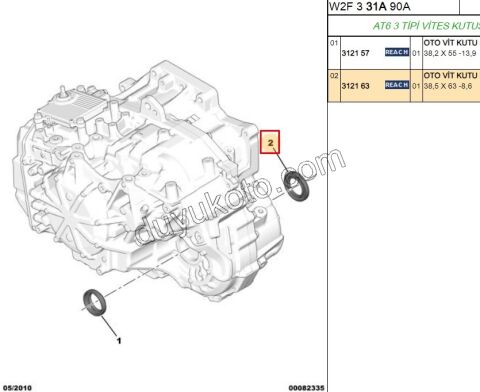 Aks Mili Sol  Keçe   C5 C6 AM6 1.2CC 130HP 2020 Sonrası 6VITES 38,5 X 63 -8,6