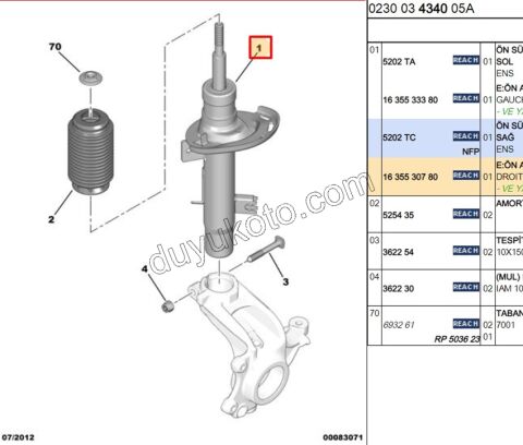Ön Sağ Amortisör C31 C32 51MM