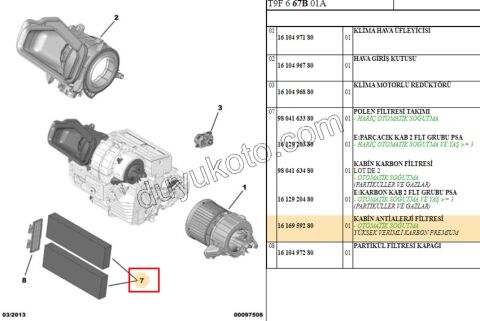 Peugeot 308 Polen Filtresi T9 Otomatik Klimalı PREMIUM+ 2013/ 2017