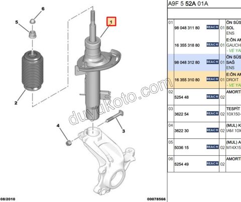 Sağ Ön Amortisör P2081