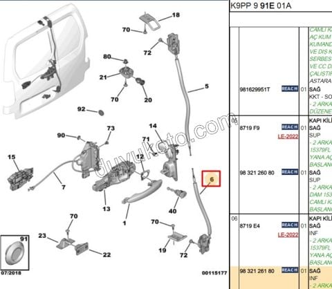 KILIT BAGAJ KAPAK ALT R 2P PRT3 PRT4