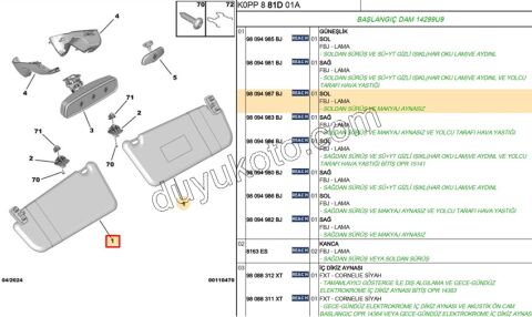 Güneşlik Sol PRT4 VAN