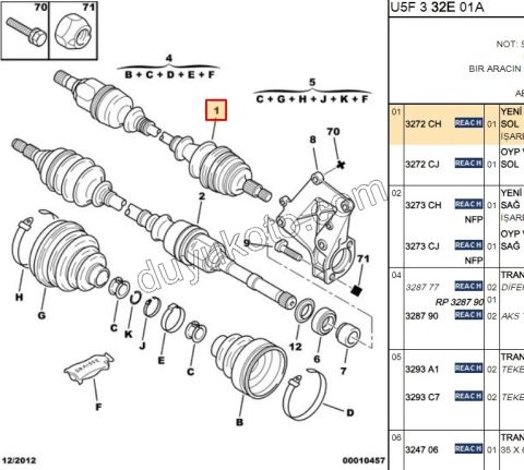 Aks Mili Sol BXR2 DCT2 14Q DW10 8V 2.0JTD ABS'li