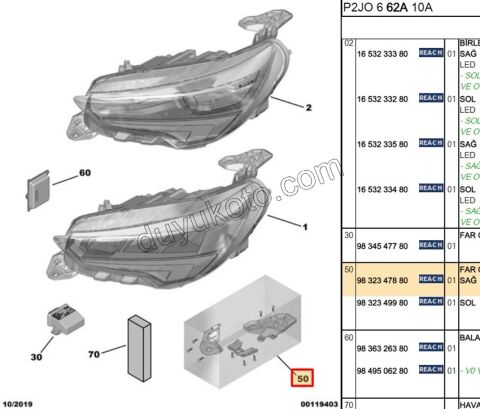 Opel Corsa Far Tamir Takımı Sağ 2019/2023