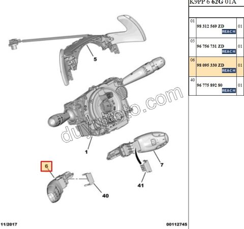 2019> Partner Rifter Berlingo Combo Doblo Proace City Hız Sabitleme (CRUZE) Kolu C5AIR