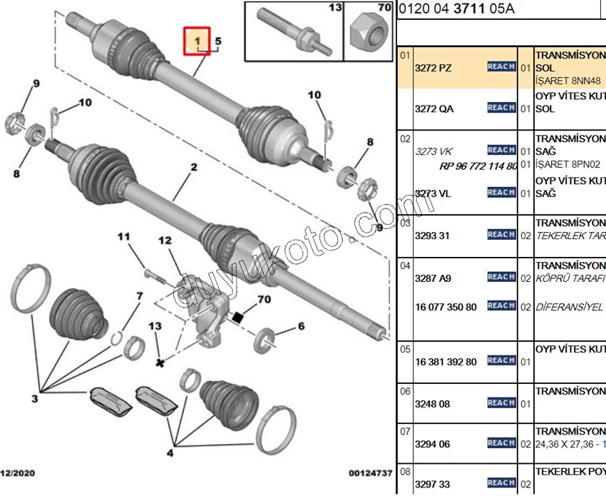 Aks Mili Sol 1.6HDİ Euro4 P3081 P20081 P30081 P50081