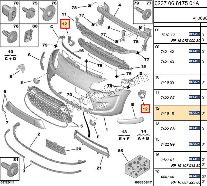 Citroen C3 Sis Far Bağlantı Ayağı Takım 2009/2013