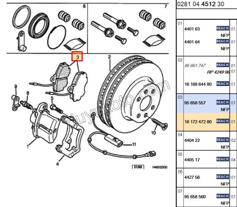 Fren Balatası Ön ZX 1.6/1.8/1.9
