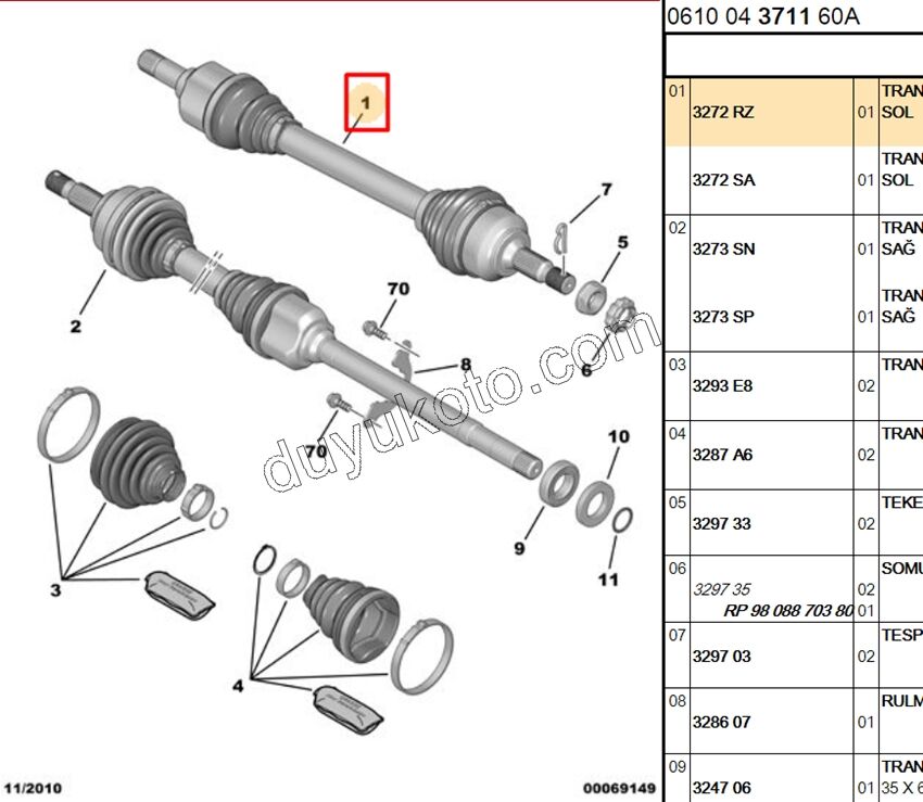 Aks Mili Sol C53 DW10 8V OTOM. 6 VIT AM6C1