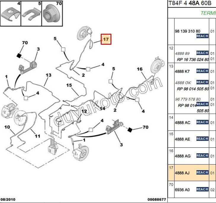 Fren Hidrolik Borusu Arka Sağ P30081