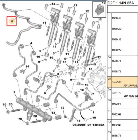 Enjektör Geri Dönüş Hortumu 2.0HDİ 16V 136HP 16V P407 P607 EXP3 SIEMENS