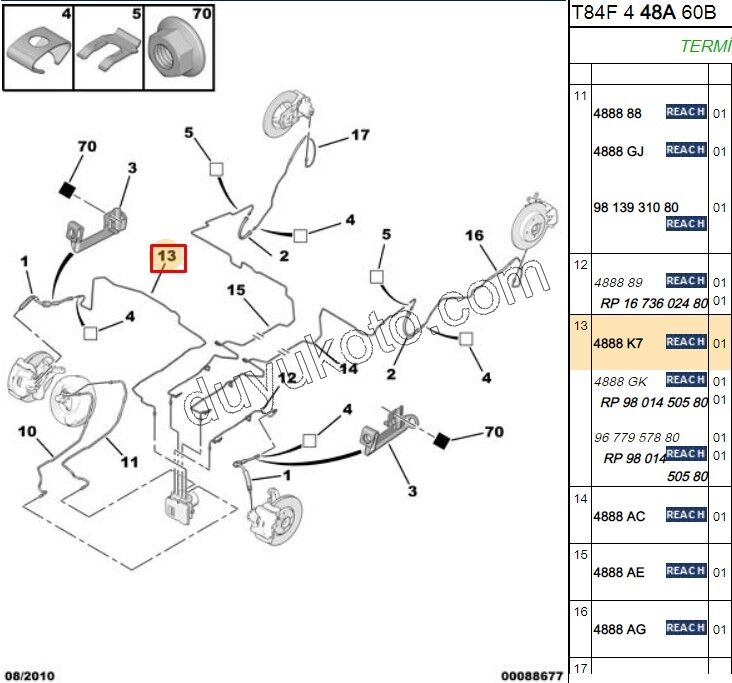 Fren Hidrolik Borusu Ön Sağ P30081