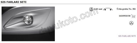 Peugeot 308 Sis Farı Kit (Takım) SIS 2013/2017