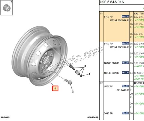 Sac Jant 16 INC BXR3 DCT3 6 X 15