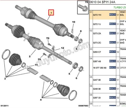 Aks Mili Sol P5081 C53 DS5 1.6HDİ Euro5 1.6VTi 120HP MCP S&S 9672959780