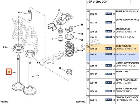 SUBAP EGZOZ DW10 8V X 4AD 9624774580