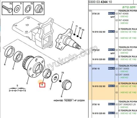 Arka Teker Rulmanı IC BXR1 10Q 14Q
