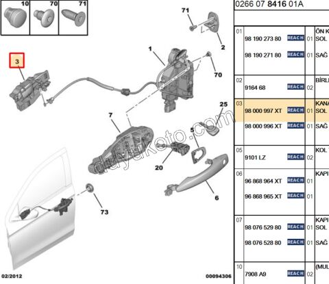 İç Açma Kolu Sol Kapı P301