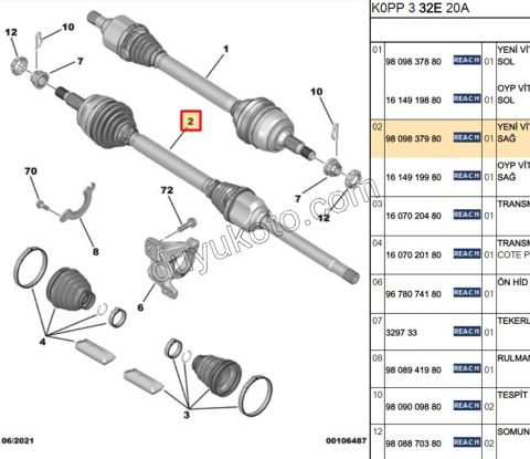 Aks Mili Sağ EXP4 SCD4 DW10FD MAN 6 VIT